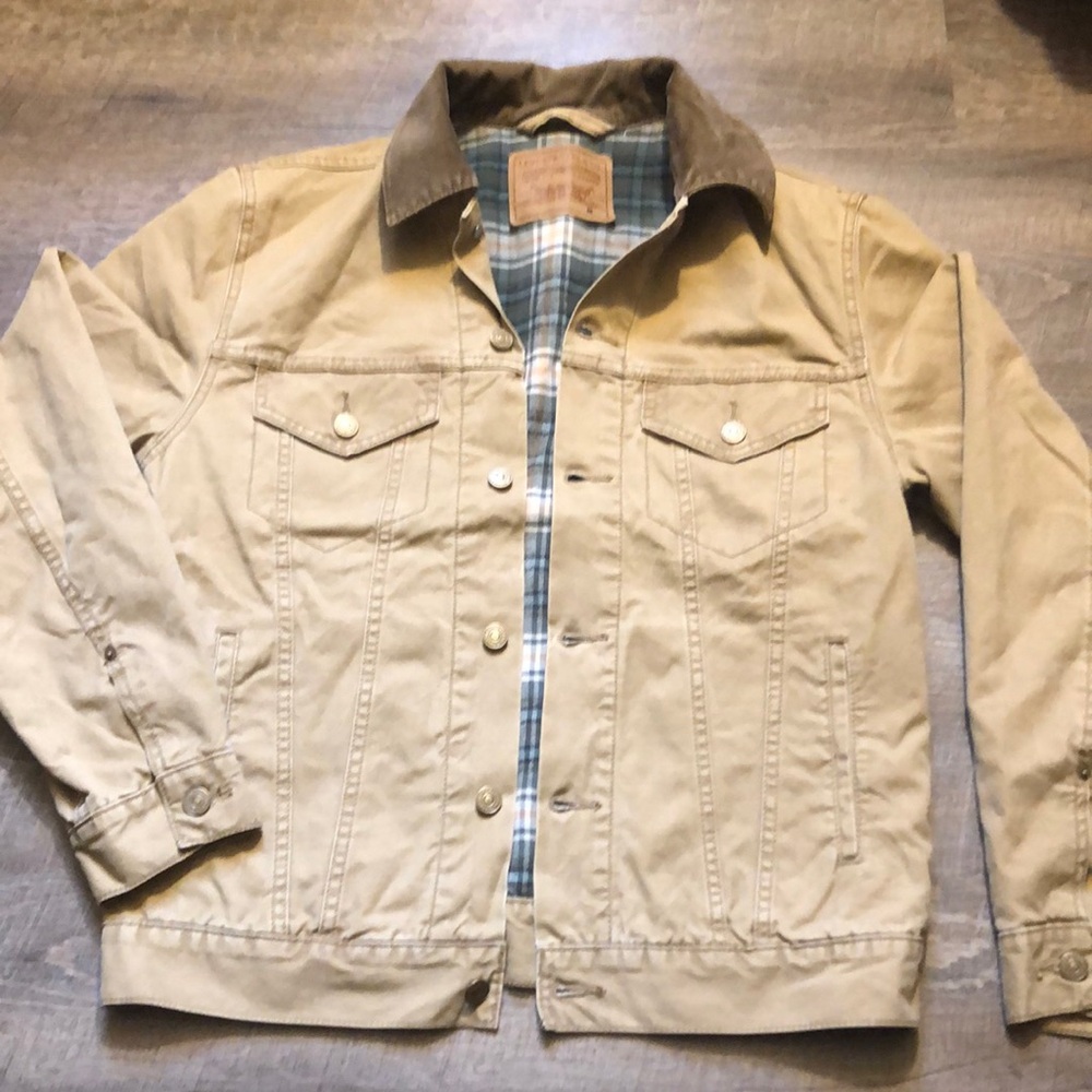 LEVI’S MENS TAN JACKET FLANNEL LINED MEDIUM LIKE NEW